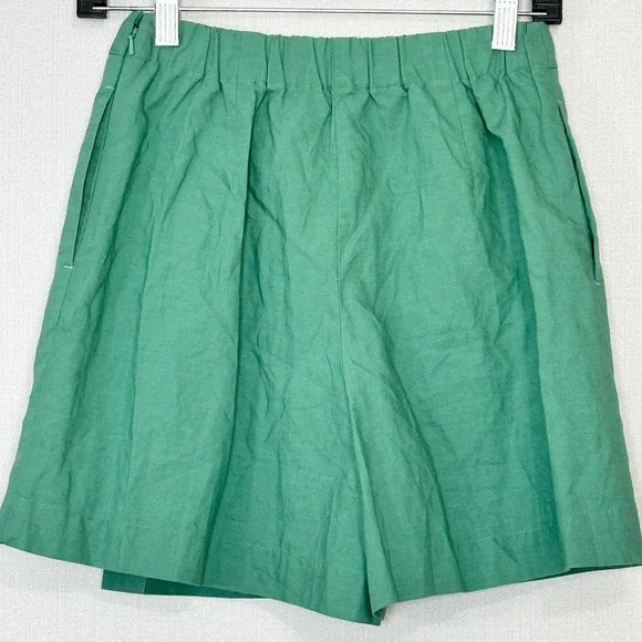 Uniqlo Green Wrap Skort XS Linen Blend High Waist Minimalist - Picture 3 of 5